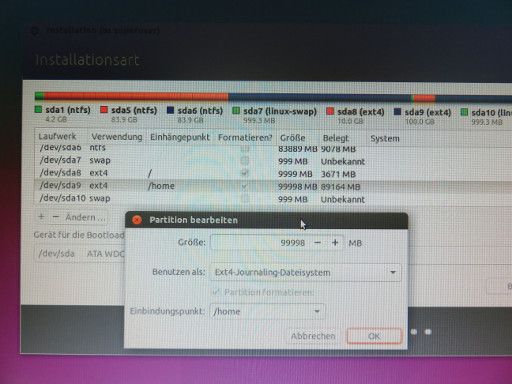 Ubuntu 15.10, Partition bearbeiten