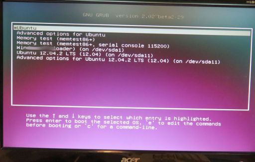 Ubuntu 15.10, Grub Version 2.02 Auswahl Betriebssystem