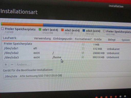 Ubuntu® 18.04 LTS, Aufteilung einer SSD Festplatte