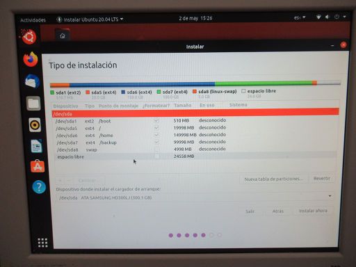 Ubuntu® 20.04 LTS, Aufteilung einer 300 GB Festplatte