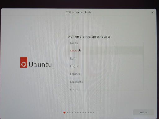Linux™ Ubuntu® 24.04 LTS, Auswahl Sprache