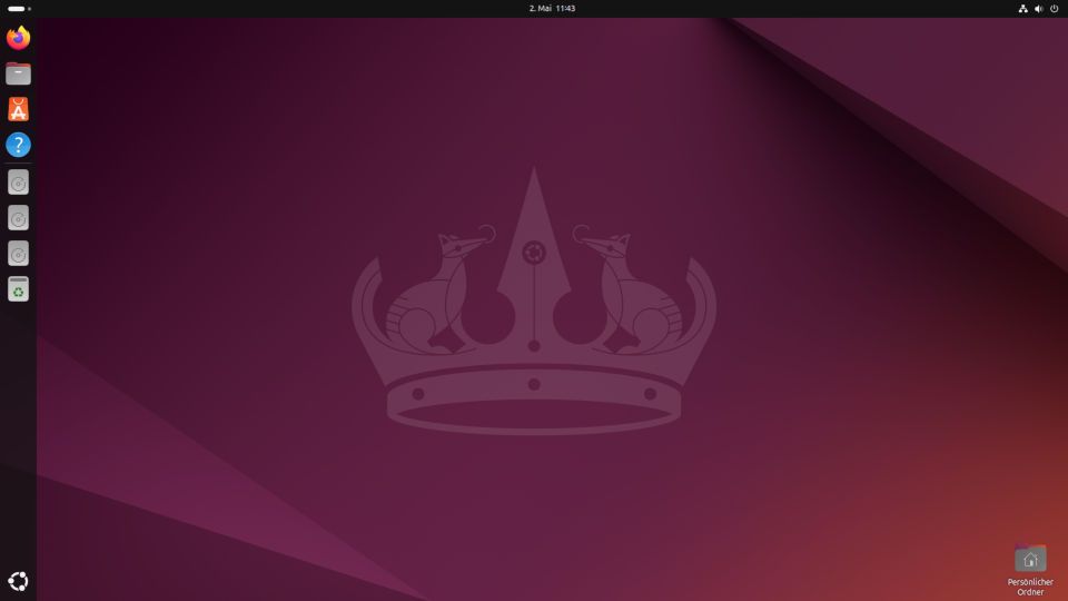 Linux™ Ubuntu® 24.04 LTS, Startbildschirm nach der Installation