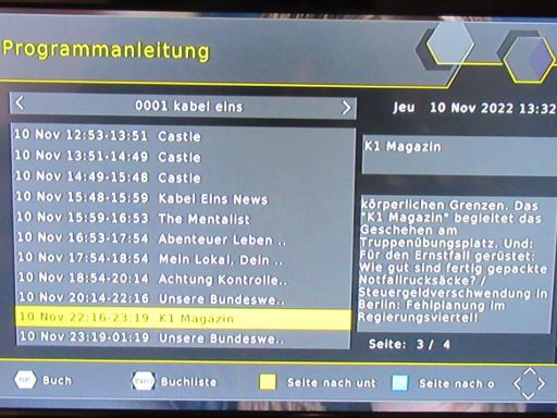 Metronic TouchBox HD3, Satelliten Receiver DVB-S2, EPG Elektronischer Programmführer
