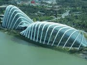 Gardens by the Bay, Flower Dome und Cloud Forest, Singapore, Ansicht Flower Dome und Cloud Forest vom Singapore Flyer
