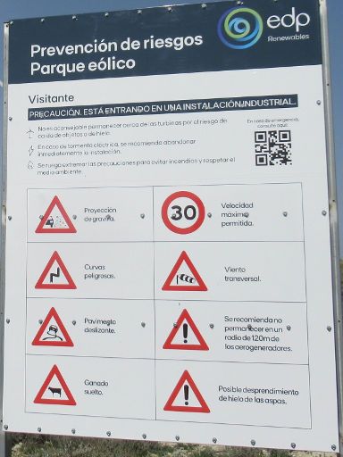edp Windpark Las Herrerías, Aragón, Spanien, Sicherheitshinweise für Besucher