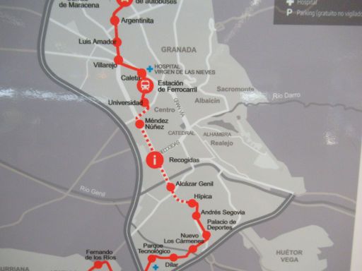 Metropolitano de Granada, Granada, Spanien, Linienplan