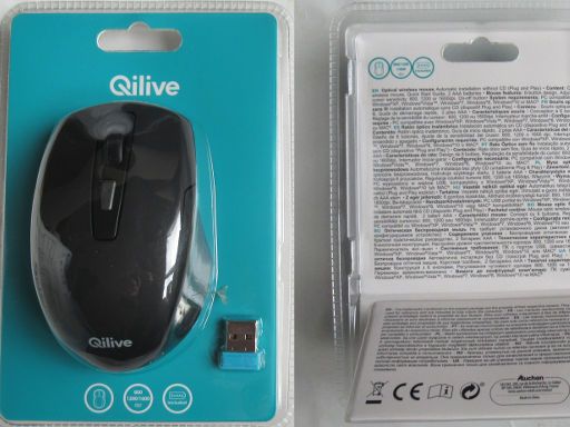 Alcampo, Madrid, Spanien, Qilive wireless optical mouse Q.3205 Made in China