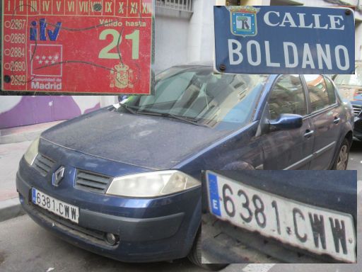 Coches fantasmas, Autowracks, Madrid, Spanien, Renault Erstzulassung Juni 2004 in der Calle Boldano, 28027 Madrid im Juli 2024