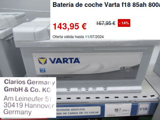 Feu Vert, Madrid, Spanien, Starterbatterie VARTA® F18 SILVER Dynamic 85 Ah 800 A für 143,95 € im Juli 2024