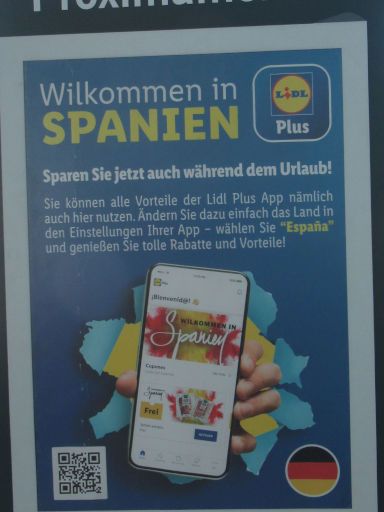 Lidl España, Los Alcázares, Spanien, Hinweis zur deutschen LIDL App in Los Alcázares im Juni 2024