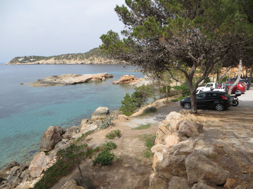 Portinatx, Ibiza, Spanien, s’illot des Rencli, Bucht mit Restaurant