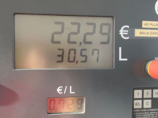 LPG, Autogas Tankstellen, Spanien, Alameda express area, 30,57 Liter je 72,9 Cent 22,29 € im Juli 2021