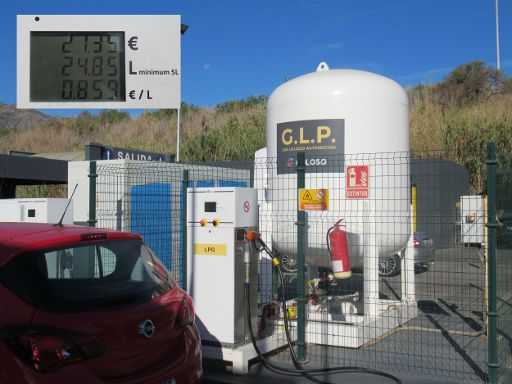 LPG, Autogas Tankstellen, Spanien, Coloso Tankstelle 0,859 € pro Liter LPG im Oktober 2023