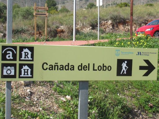 La Cañada del Lobo, Torremolinos, Spanien, Startpunkt Wander– und Radweg, Calle Agave Kreuzung Calle Espino, 29639 Benalmádena