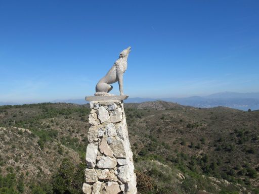 La Cañada del Lobo, Torremolinos, Spanien, Skulptur heulender Wolf