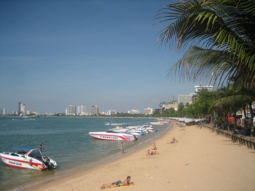 Pattaya, Thailand, Strand im südlichen Bereich der Beach Road im Januar 2009