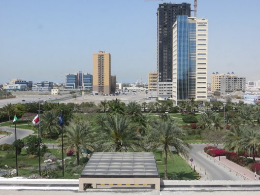 Hilton Ras Al Khaimah Hotel, Ras Al Khaimah, Vereinigte Arabische Emirate, Ausblick aus Zimmer 429 Richtung Double tree by Hilton Hotel
